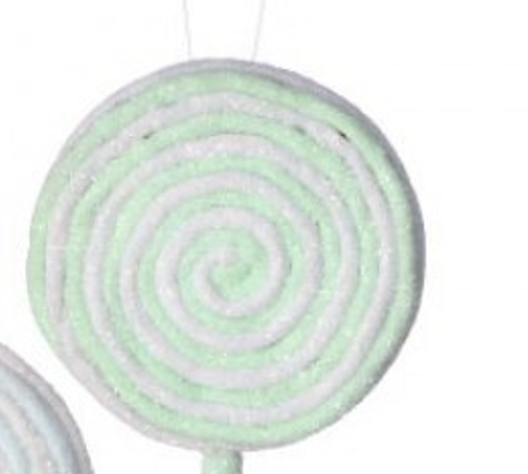 14" FROSTED PASTEL LOLLIPOP ORNAMENT 3AST PTMT