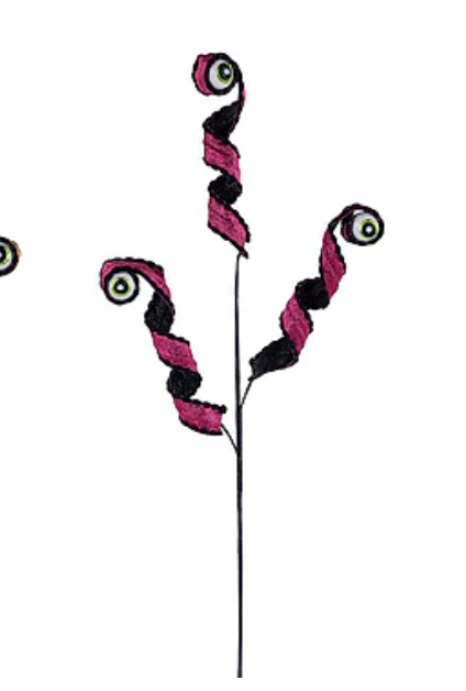 CURLY RIBBON/EYEBALL SPRAY 3 ASST CHOOSE ONE ORANGE,HOT PINK,LAVENDER