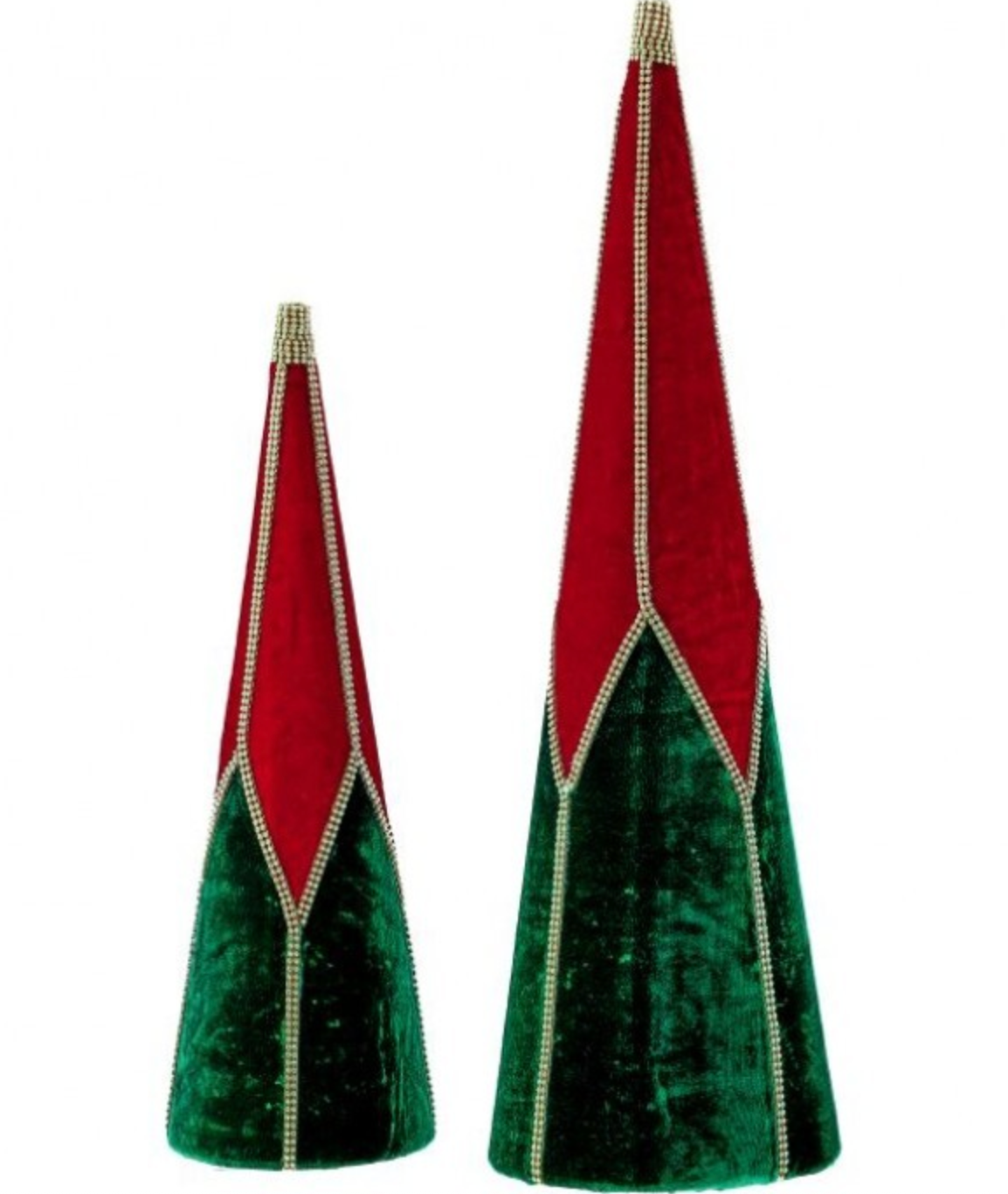 18-24" VELVET ZIGZAG JEWEL CONE TREE SET/2 RDGG