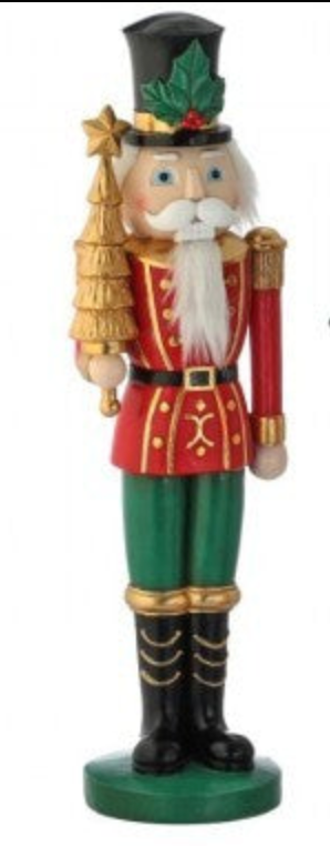 15" RESIN ROYAL NUTCRACKER 2/AST  Choose one green or red base