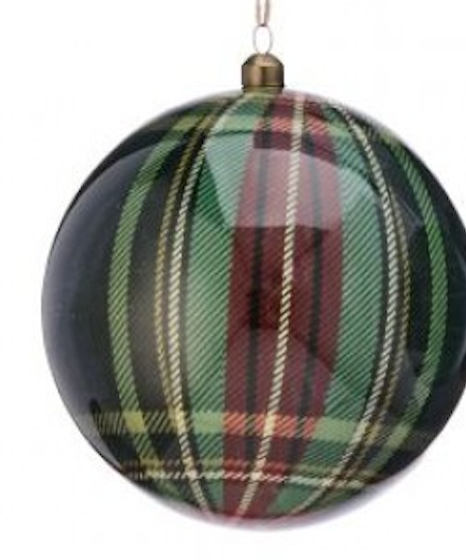 6" GENTLEMEN STYRO PLAID BALL ORNAMENT 2/AST GRMU