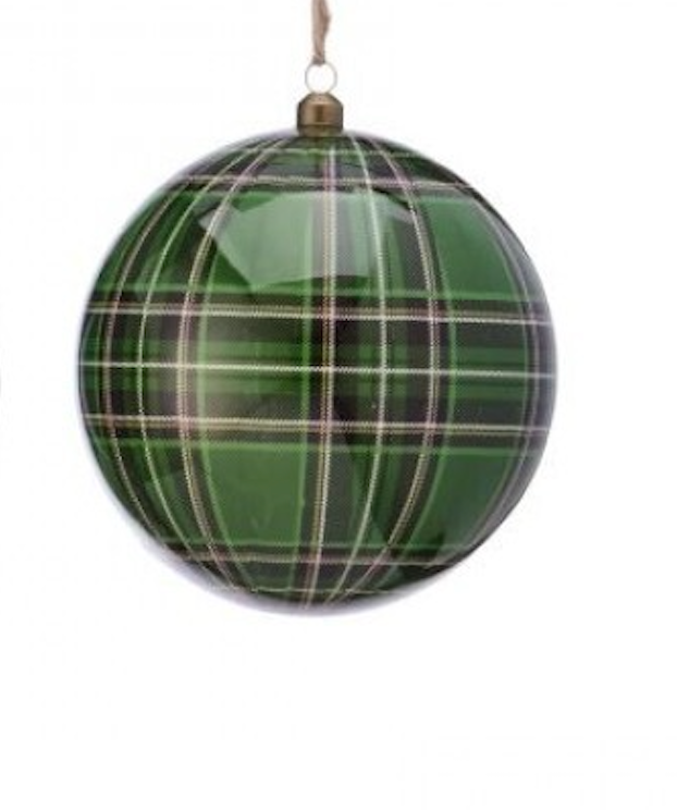 6" GENTLEMEN STYRO PLAID BALL ORNAMENT 2/AST GRMU