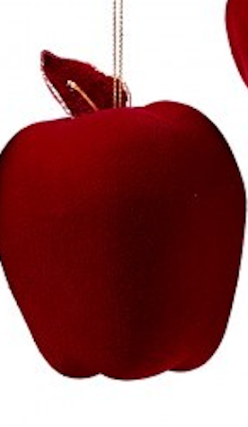 3.5-4" VELVET APPLE PEAR POMA ORNAMENT 3/AST BUGD