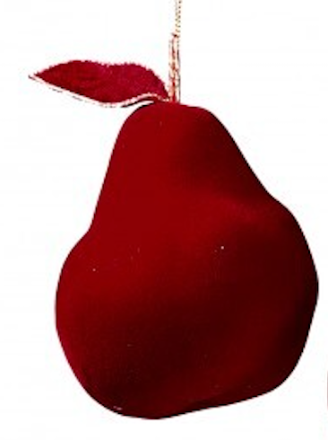 3.5-4" VELVET APPLE PEAR POMA ORNAMENT 3/AST BUGD