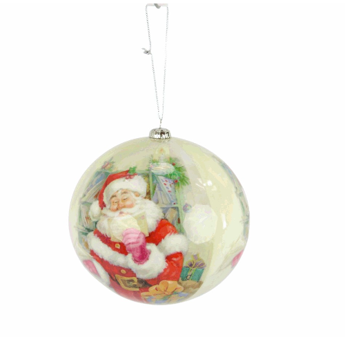 6" SANTA BALL ORNAMENT