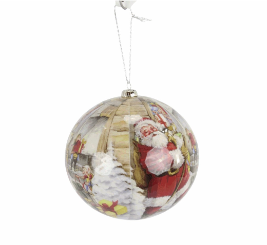 6"SANTA W/POSTCARD BALL ORNAMENT