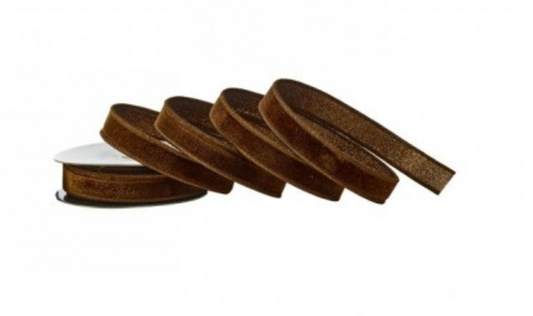 1"X10Y CHOCOLATE VELVET W/GLITTER BACKING RIBBON