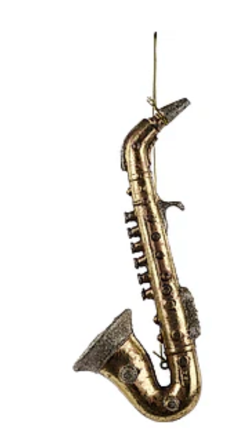 MUSICAL INSTRUMENT ANTIQUE GOLD 4 ASST Choose one- French Horn ,Saxophone,Violin,Horn - Burlap and Bling Decor