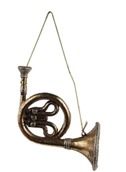 MUSICAL INSTRUMENT ANTIQUE GOLD 4 ASST Choose one- French Horn ,Saxophone,Violin,Horn - Burlap and Bling Decor