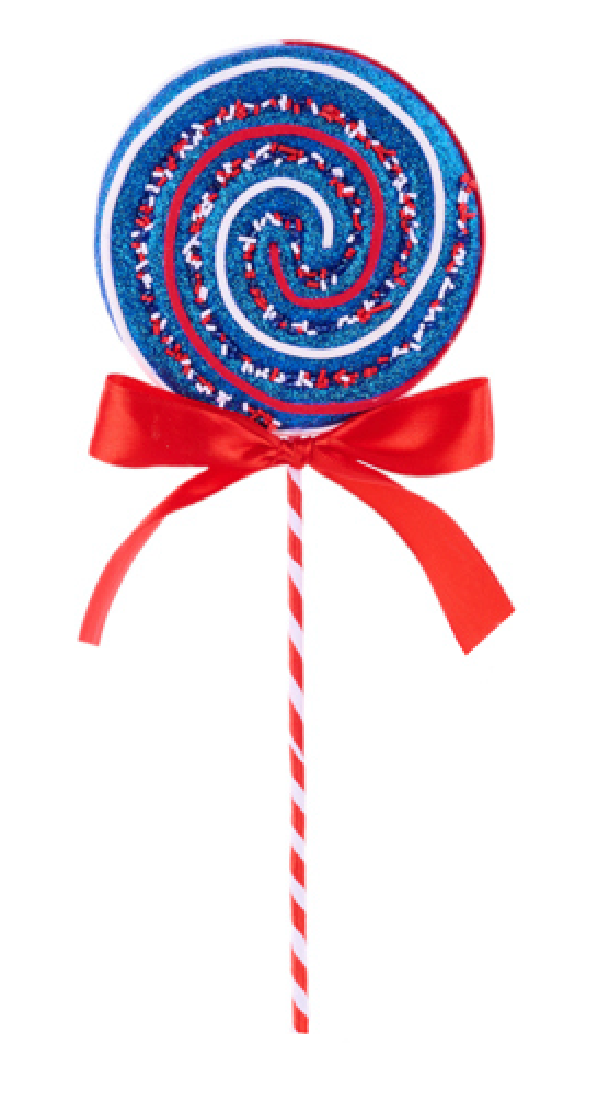 13.75"H GLITTER PATRIOTIC LOLLIPOP PICK, CHOOSE ONE - Burlap and Bling Decor