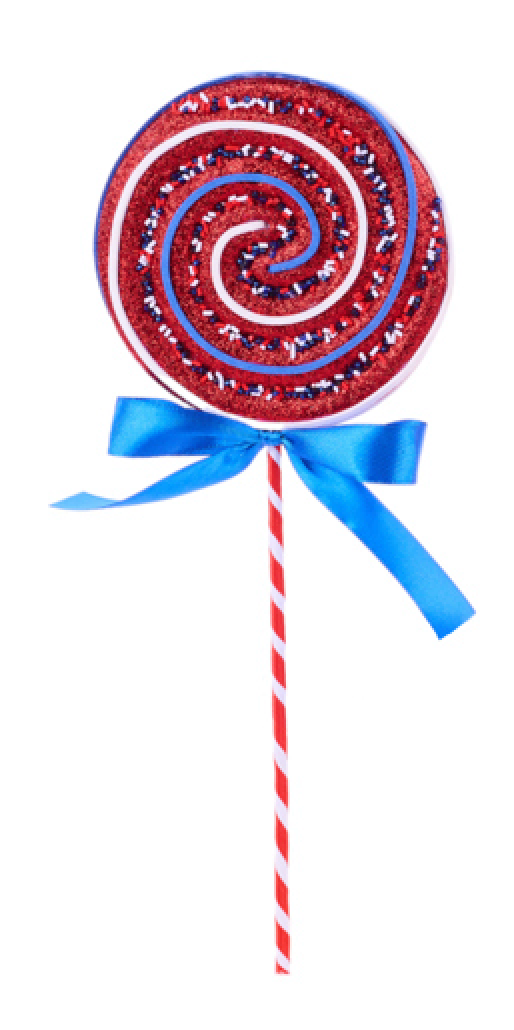 13.75"H GLITTER PATRIOTIC LOLLIPOP PICK, CHOOSE ONE - Burlap and Bling Decor