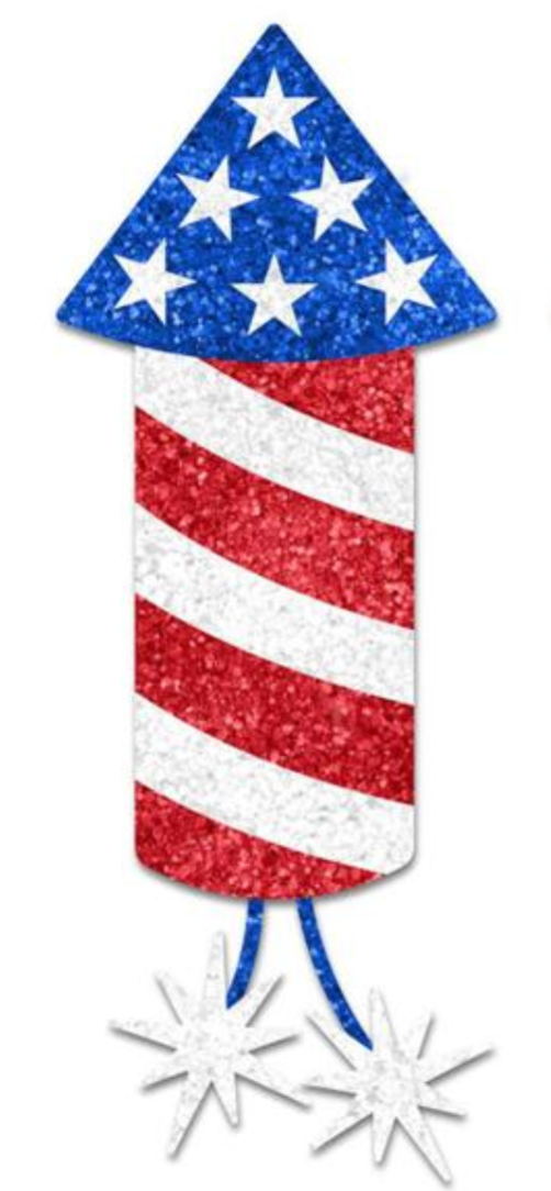 PICK ONE 20"OAH GLITTERED EVA FIRECRACKER 2 ASST - RED/WHITE/BLUE PICK ONE - Burlap and Bling Decor