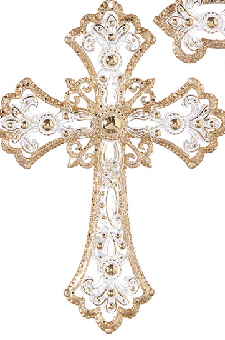 5" Jeweled Cross Ornament - Burlap and Bling Decor