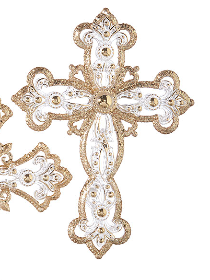 5" Jeweled Cross Ornament - Burlap and Bling Decor