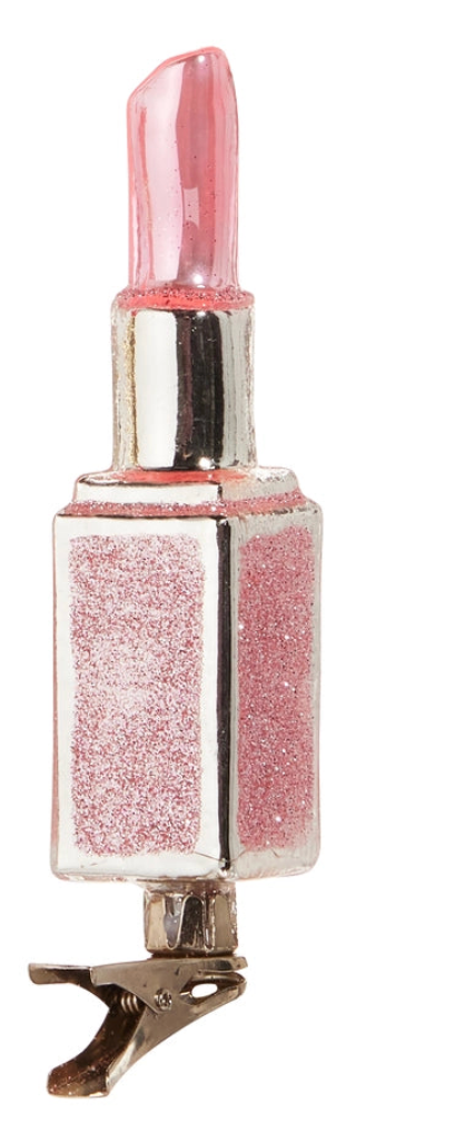 4.75" Lipstick Clip-On Ornament - Burlap and Bling Decor