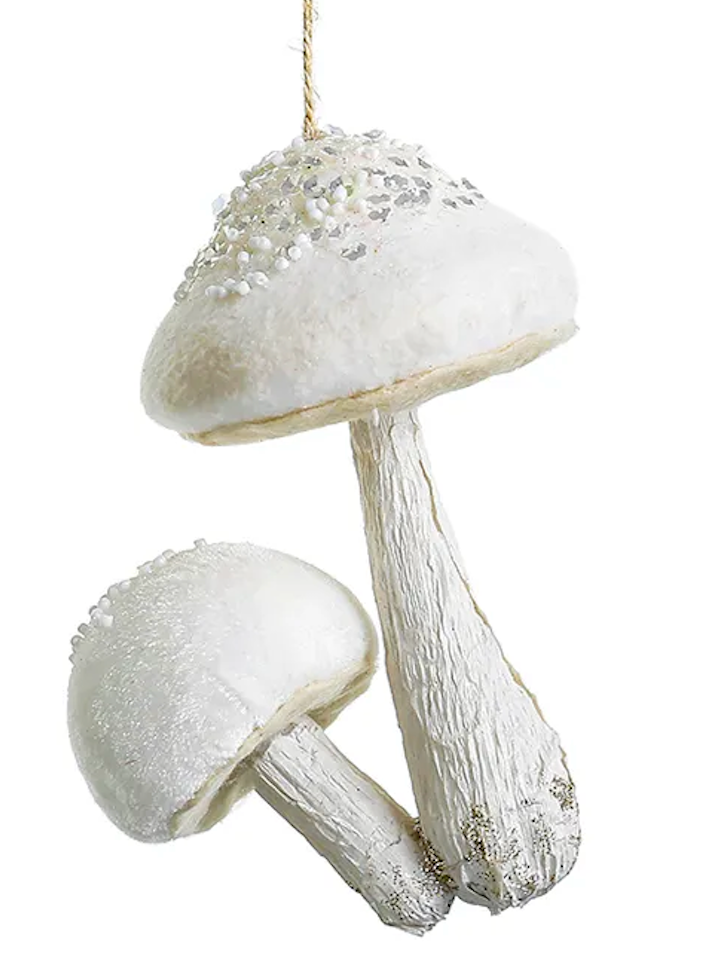 Mushroom Ornament Choose one CREAM OR WHITE 5.9" CHOOSE ONE - Burlap and Bling Decor