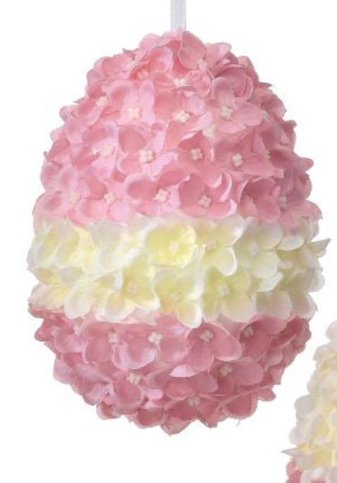 HYDRANGEA EGG ORNAMENT 7" - Burlap and Bling Decor