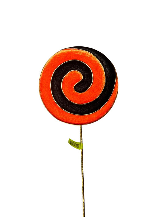 Lollipop Spray H23" x DIA 8" Orange Black - Burlap and Bling Decor