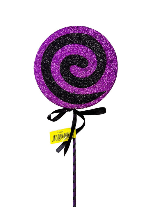 Purple/Black Lollipop Pick 5" - Burlap and Bling Decor