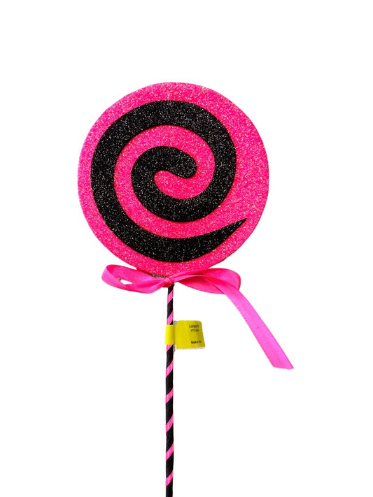 Lollipop Pick H17xDIA5 Fuchsia/Black - Burlap and Bling Decor