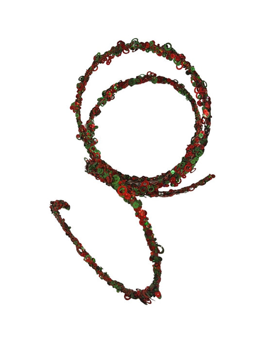 6'L SEQUIN/GLITTER ROPE GARLAND-RED/EMERALD GREEN - Burlap and Bling Decor