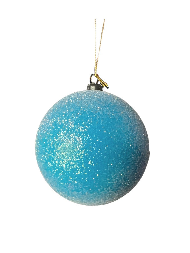 4" GLITTER BALL ORNAMENT BLUE - Burlap and Bling Decor