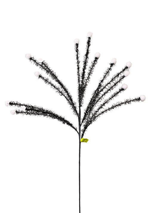 Tinsel Ball Filler Spray H34" Black/White - Burlap and Bling Decor