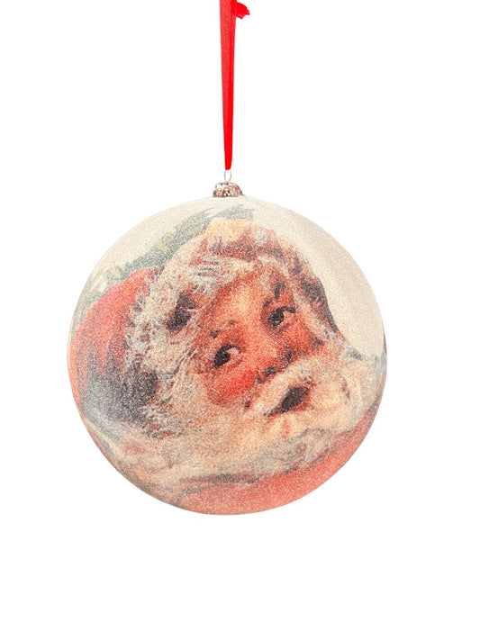 8" Beaded Santa Ball Ornament Mixed - Burlap and Bling Decor