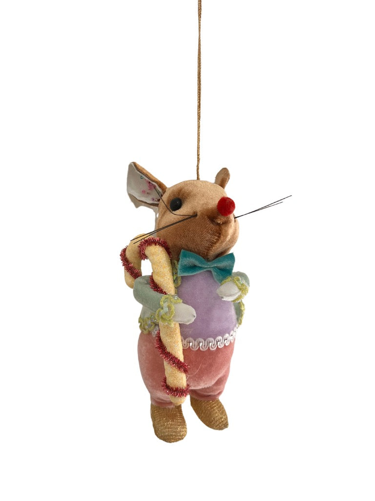 MOUSE W/CANDYCANE ORN6'' - Burlap and Bling Decor