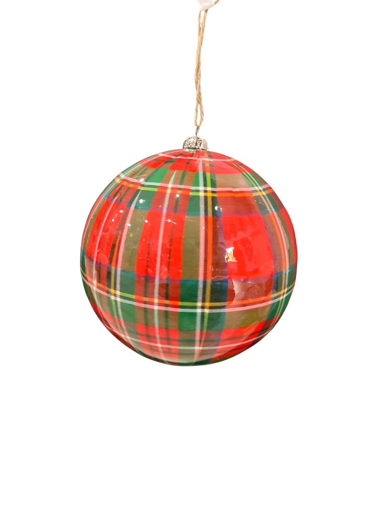 6"PLAID BALL ORNAMENT - Burlap and Bling Decor