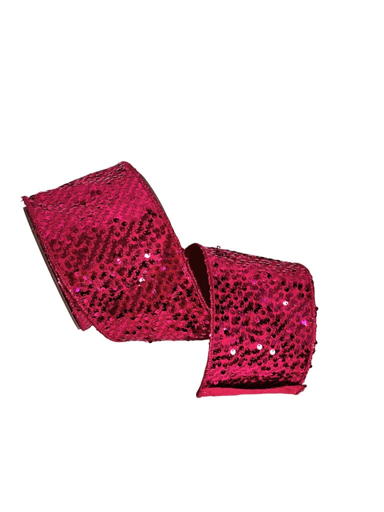 4"x 10yds sequins metallic hot pink back, hot pink - Burlap and Bling Decor