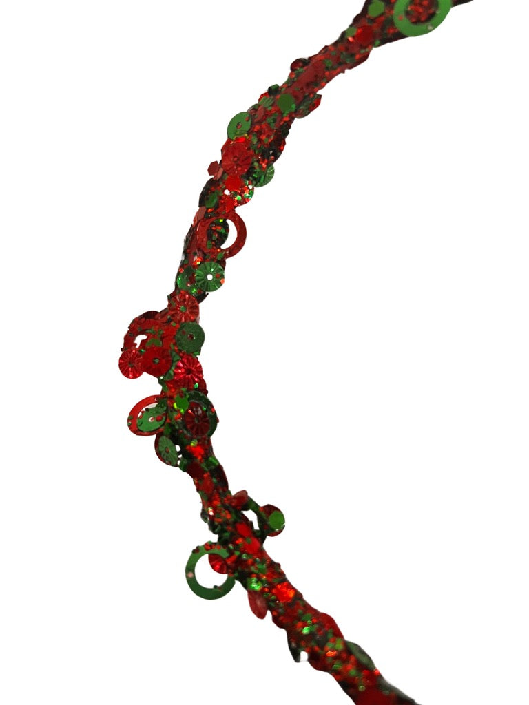 6'L SEQUIN/GLITTER ROPE GARLAND-RED/EMERALD GREEN - Burlap and Bling Decor