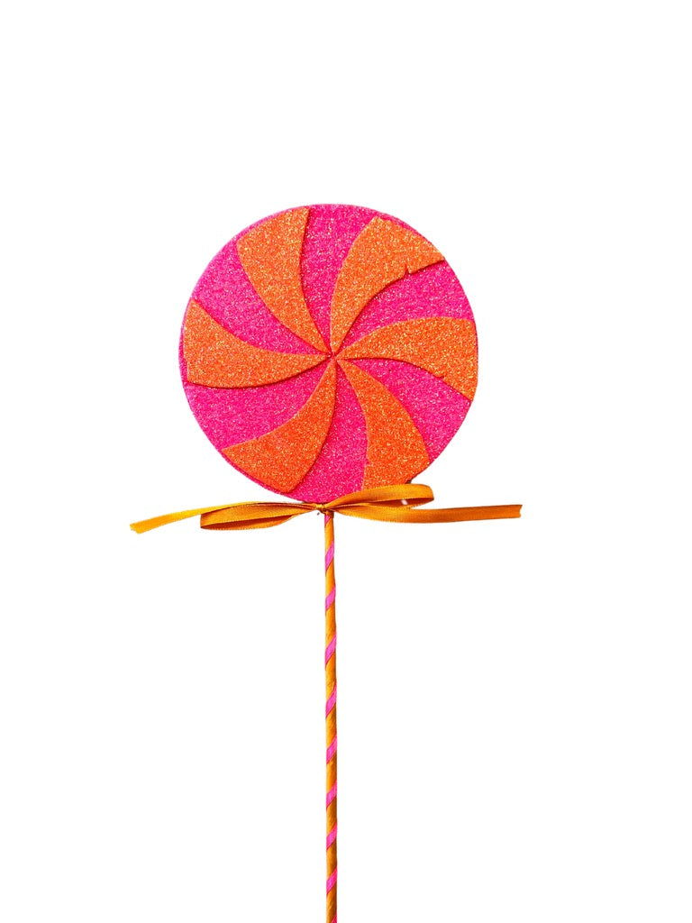 Lollipop Pick H17xDIA5 Orange/Fuchsia - Burlap and Bling Decor