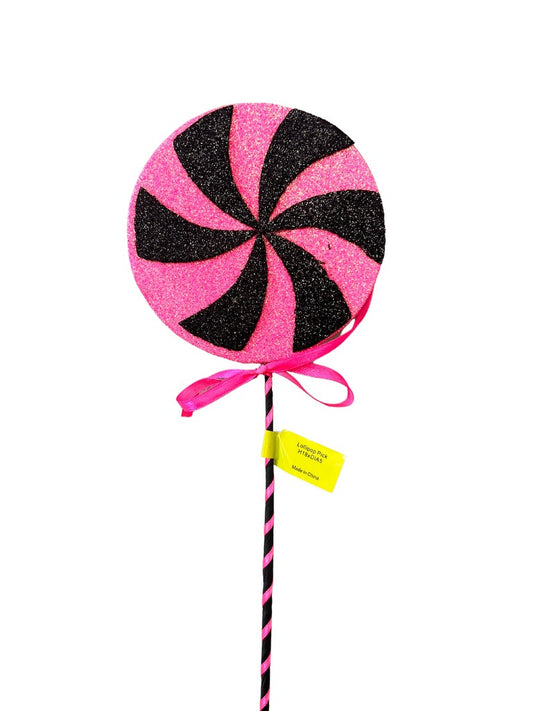 Lollipop Pick H18xDIA5 Fuchsia/Black - Burlap and Bling Decor