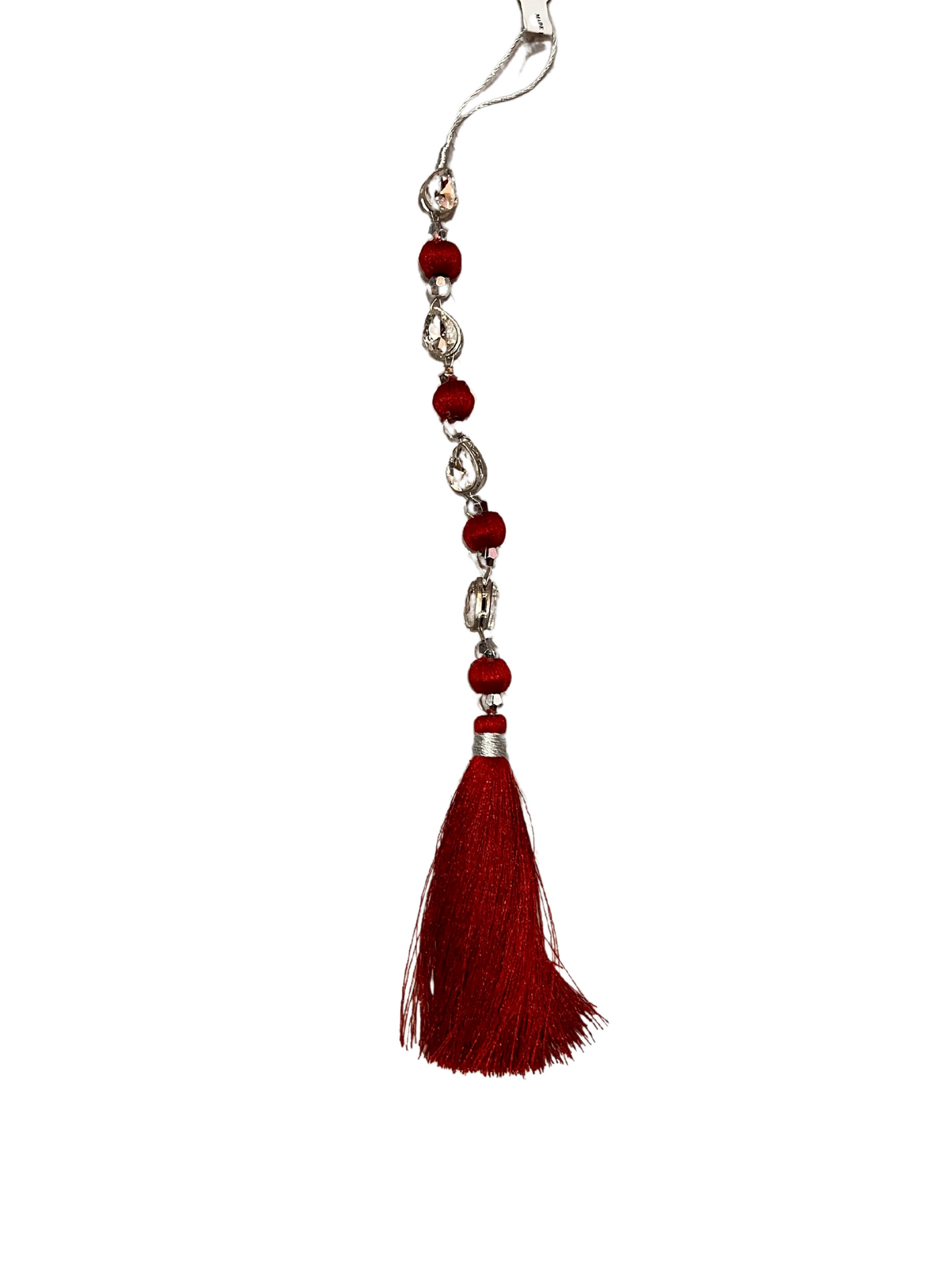 12" GLASS JEWEL W BEAD TASSEL ORNAMENT BUSI