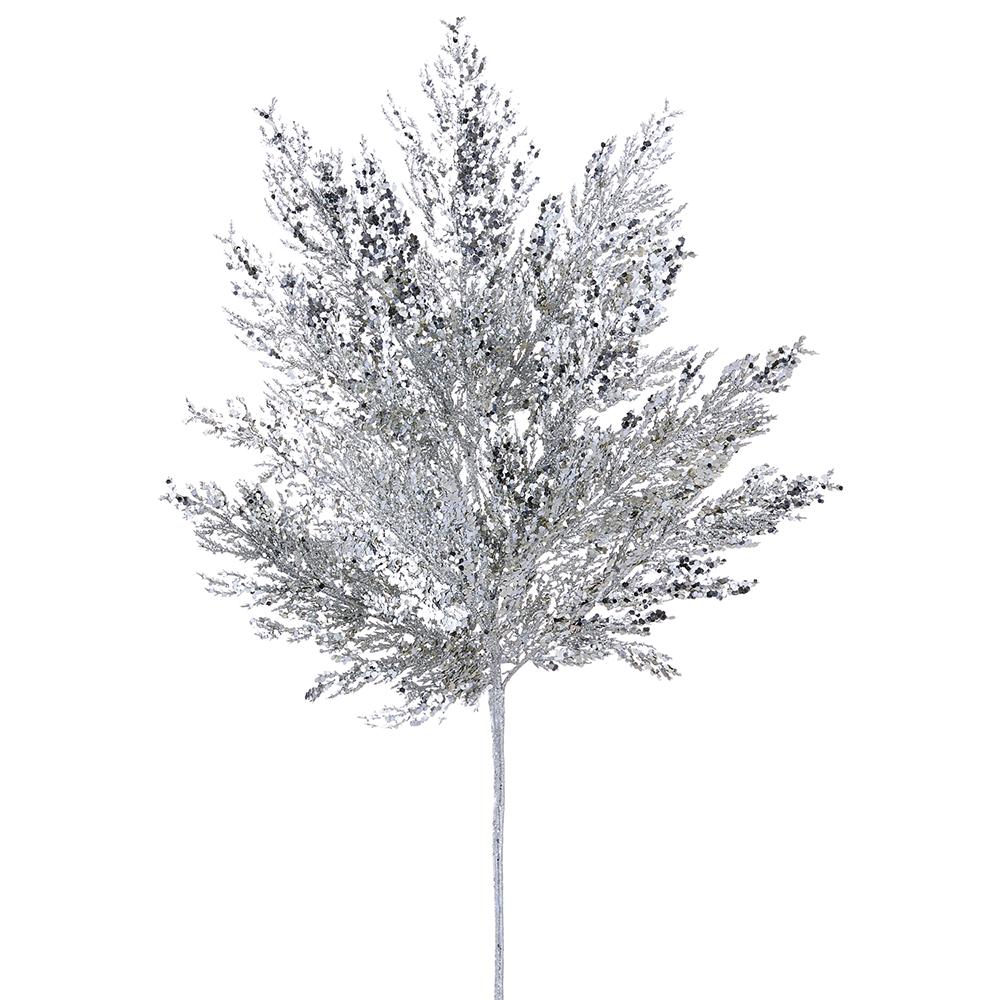 27" Glittered Pine Spray Silver - Burlap and Bling Decor