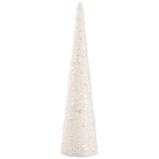 24"PEARL FLOWER CONE TOPIARY