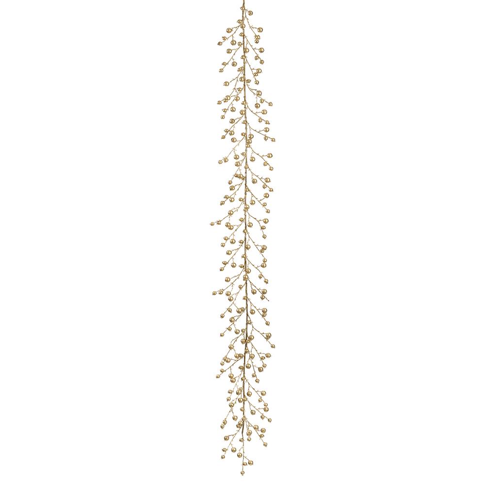 6' Glittered Rosehip Garland  Gold