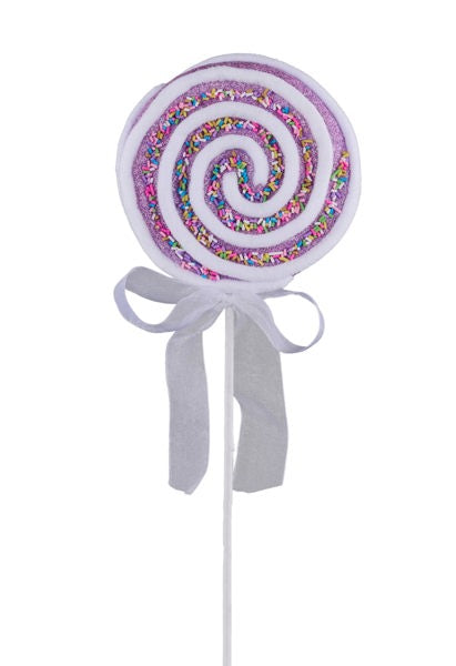 14"L SPRINKLE PEPPERMINT SWIRL PICK-Lavender