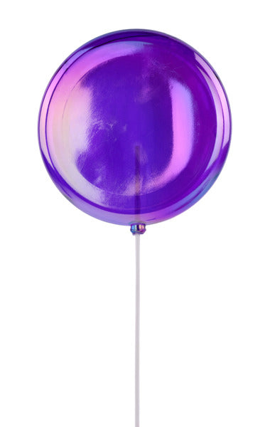 150MM IRID LOLLIPOP W/STICK, 13.75"OAL CLEAR IRID FUCHSIA - Burlap and Bling Decor