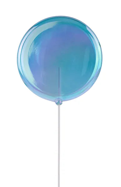 150MM IRID LOLLIPOP W/STICK, 13.75" CLEAR IRID TURQUOISE - Burlap and Bling Decor