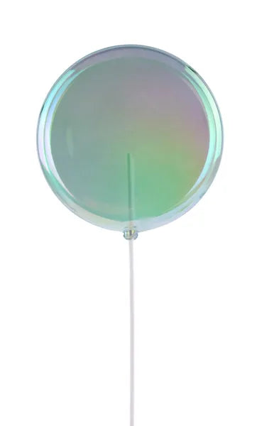 150MM IRID LOLLIPOP W/STICK, 13.75" CLEAR IRID MINT - Burlap and Bling Decor