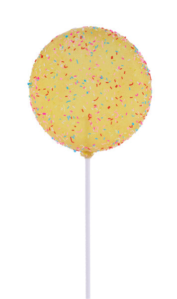 120MM GLITTER SPRINKLE LOLLIPOP W/STICK YELLOW - Burlap and Bling Decor