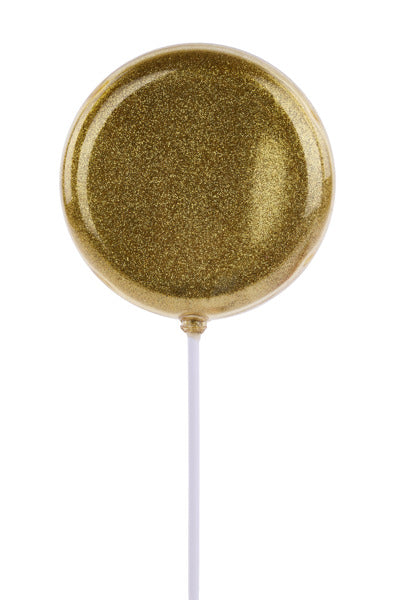 120MM GLTTR LOLLIPOP W/STICK, 11.75"OAL GOLD - Burlap and Bling Decor