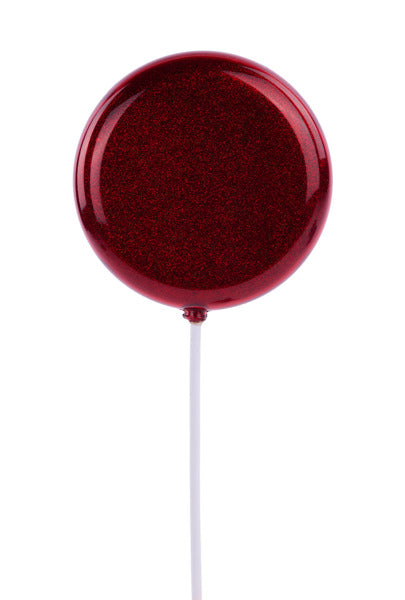 120MM GLTTR LOLLIPOP W/STICK, 11.75"OAL RED - Burlap and Bling Decor