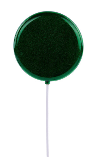150MM GLTTR LOLLIPOP W/STICK, 13.75"OAL EMERALD GREEN - Burlap and Bling Decor