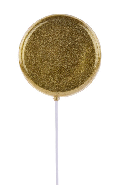 150MM GLTTR LOLLIPOP W/STICK, 13.75"OAL GOLD - Burlap and Bling Decor