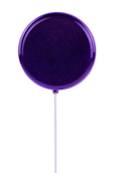 150MM GLTTR LOLLIPOP W/STICK, 13.75"OAL PURPLE - Burlap and Bling Decor