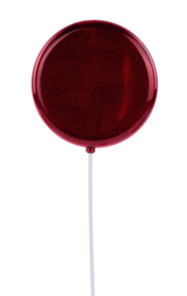 150MM GLTTR LOLLIPOP W/STICK, 13.75"OAL RED - Burlap and Bling Decor