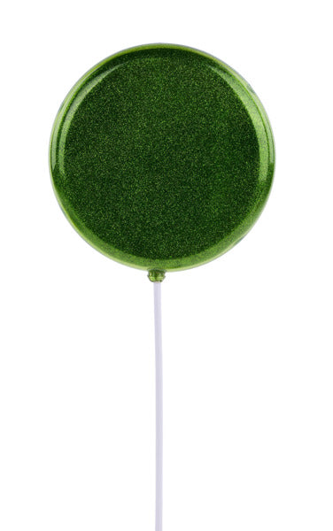 150MM GLTTR LOLLIPOP W/STICK, 13.75"OAL LIME GREEN - Burlap and Bling Decor